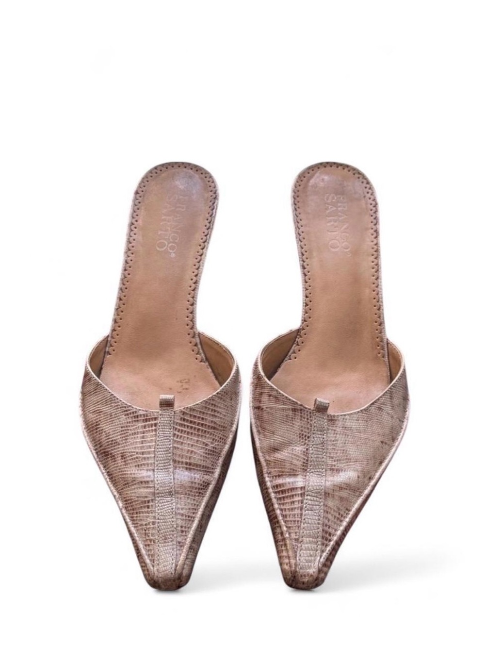 Franco Sarto Tan Snake Print Kitten Heels